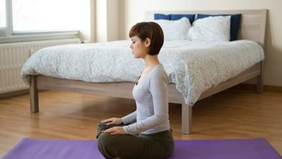 Bedtime yoga woman relaxing pose
